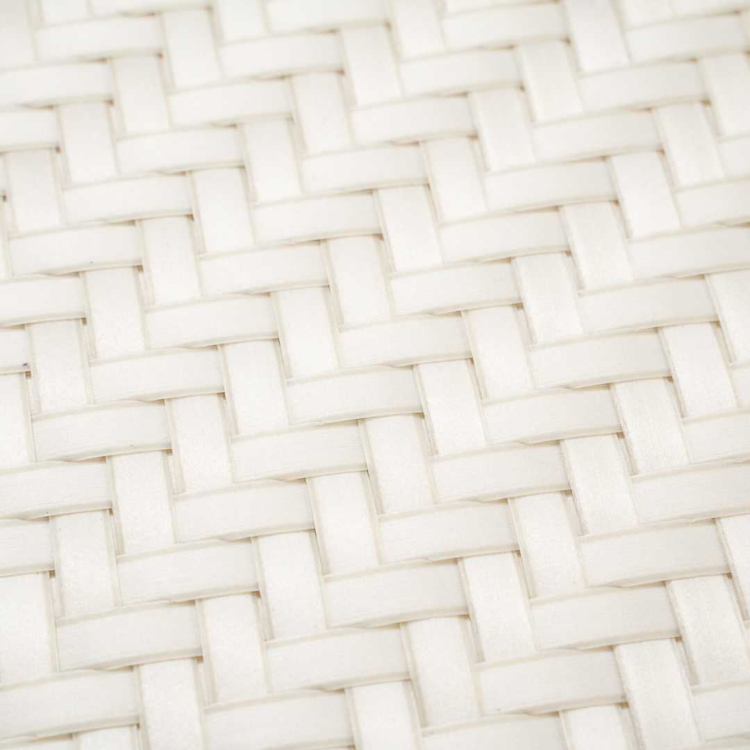 Amalfi Basketweave Woven Round White Pearl Placemat - 15" x 15" - 6 count box