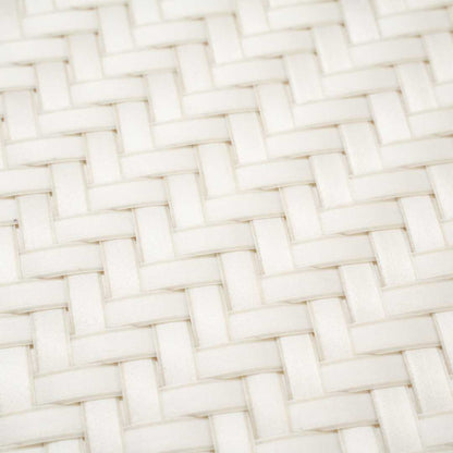 Amalfi Basketweave Woven Round White Pearl Placemat - 15" x 15" - 6 count box