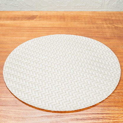Amalfi Basketweave Woven Round White Pearl Placemat - 15" x 15" - 6 count box
