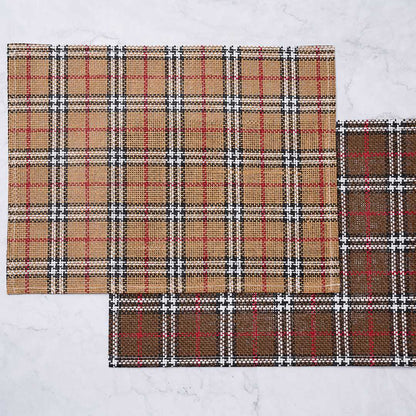 Carmel Mesh Vintage Windowpane Plaid Placemat - 16" x 12" - 6 count box