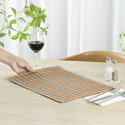 Carmel Mesh Vintage Scotch Plaid Placemat - 16" x 12" - 6 count box