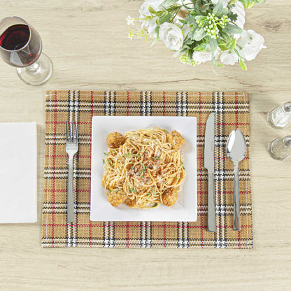 Carmel Mesh Vintage Scotch Plaid Placemat - 16" x 12" - 6 count box