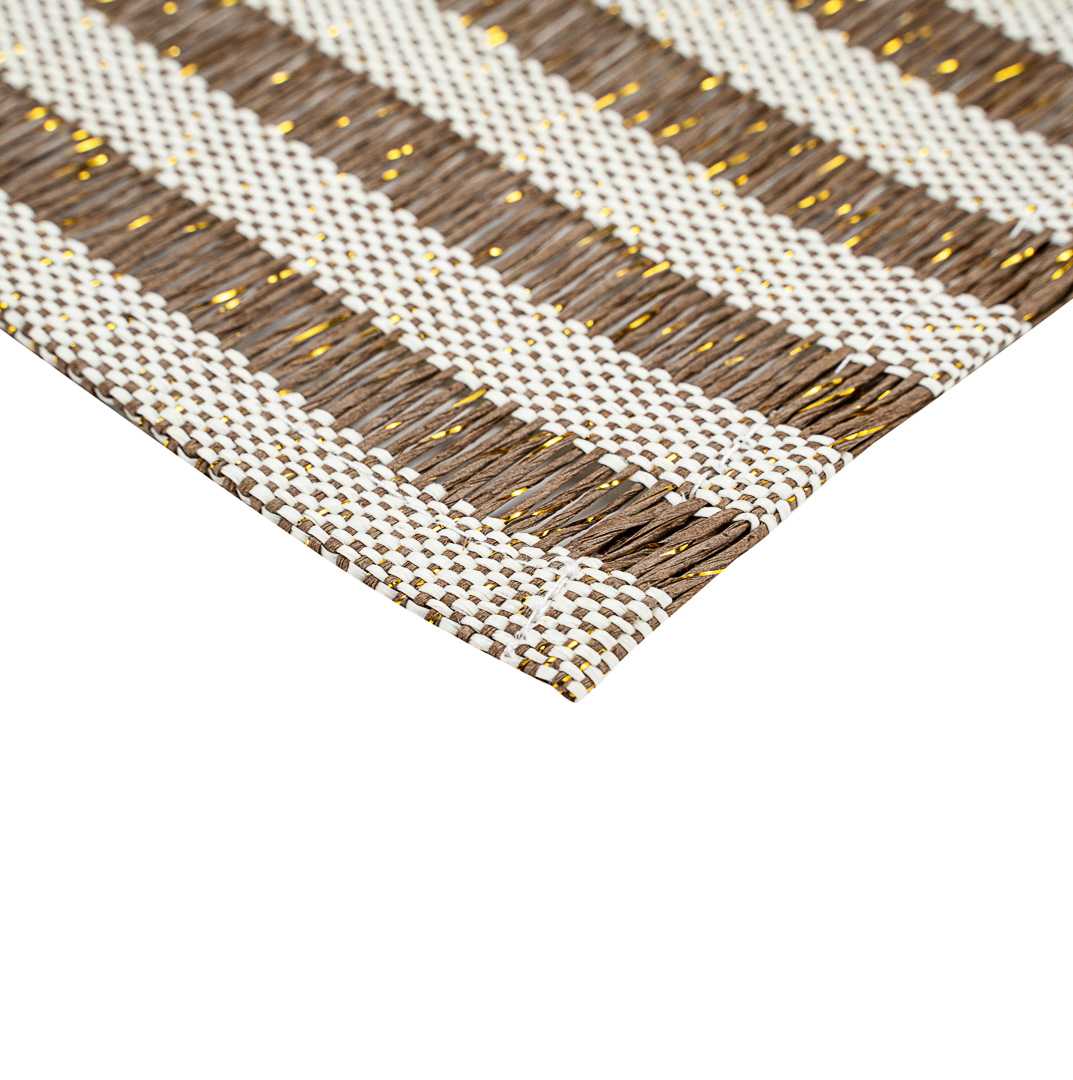 Carmel Mesh Dark Brown Striped Placemat - 16" x 12" - 6 count box