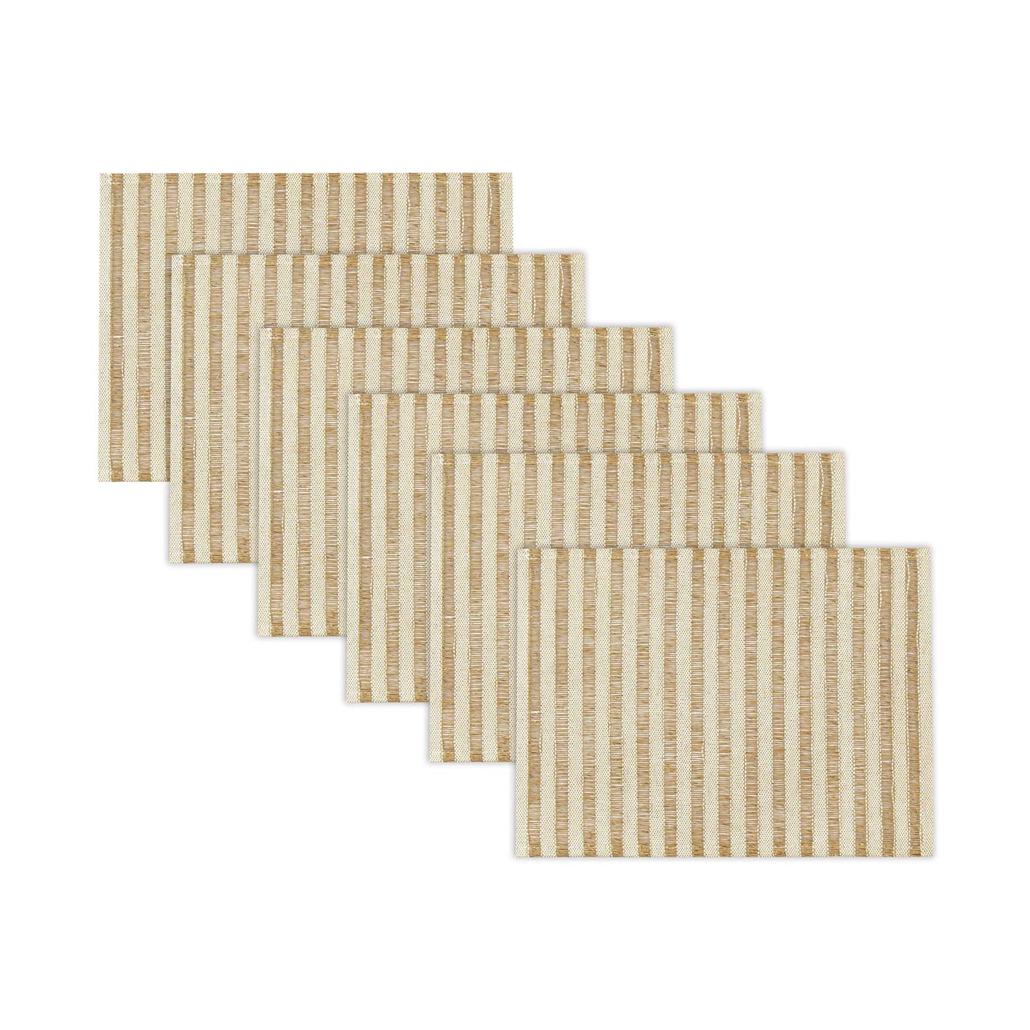 Carmel Mesh Light Brown Striped Placemat - 16" x 12" - 6 count box