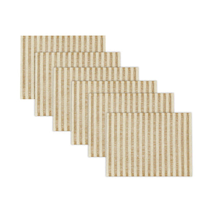 Carmel Mesh Light Brown Striped Placemat - 16" x 12" - 6 count box