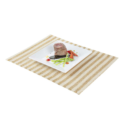 Carmel Mesh Light Brown Striped Placemat - 16" x 12" - 6 count box