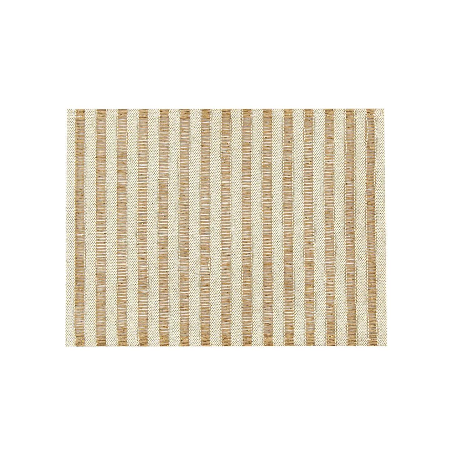Carmel Mesh Light Brown Striped Placemat - 16" x 12" - 6 count box