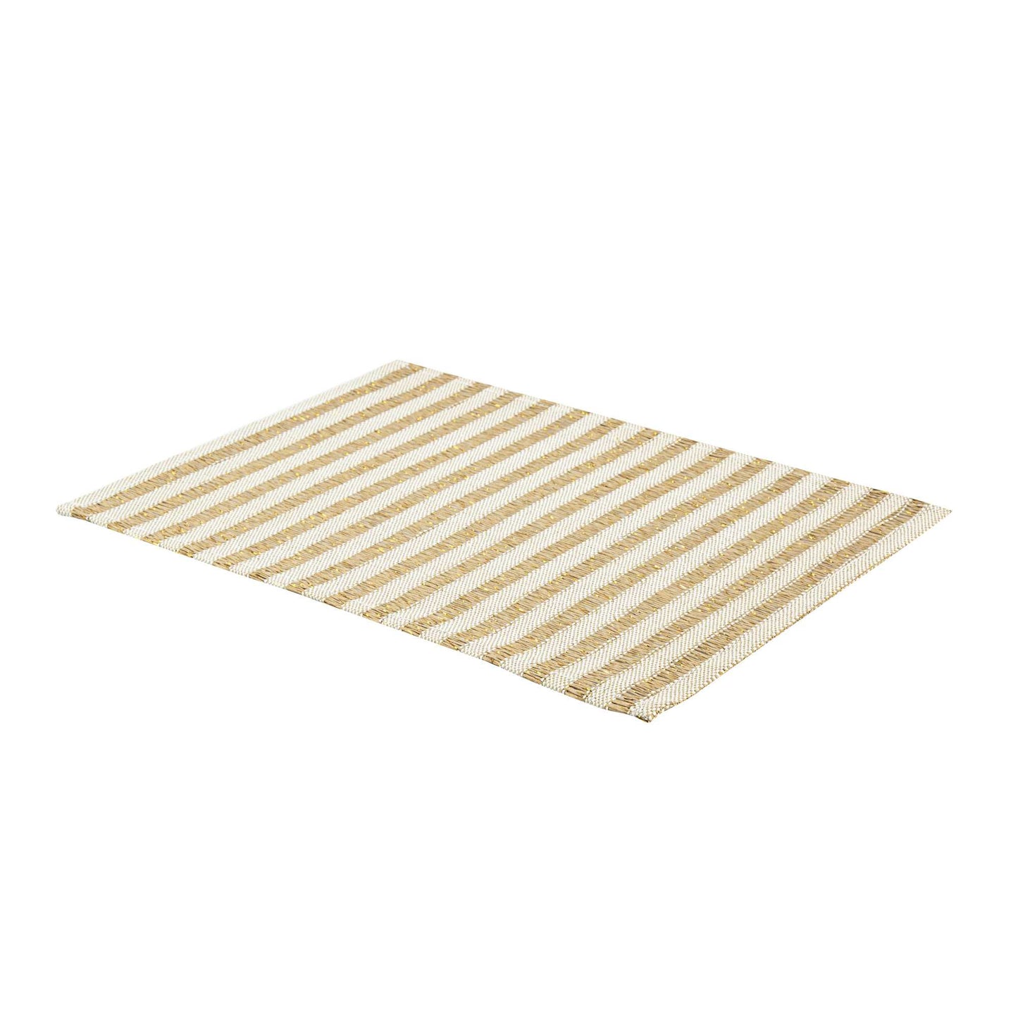 Carmel Mesh Light Brown Striped Placemat - 16" x 12" - 6 count box