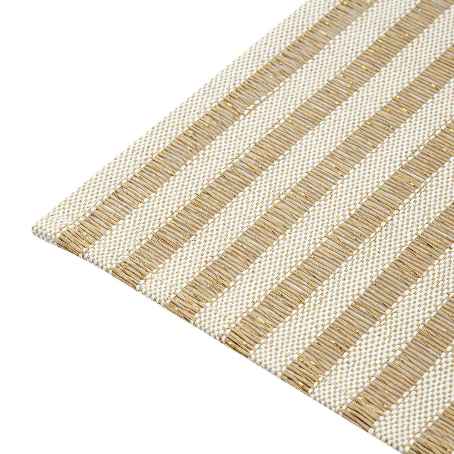 Carmel Mesh Light Brown Striped Placemat - 16" x 12" - 6 count box