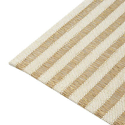 Carmel Mesh Light Brown Striped Placemat - 16" x 12" - 6 count box