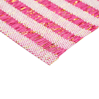 Carmel Mesh Pink Striped Placemat - 16" x 12" - 6 count box