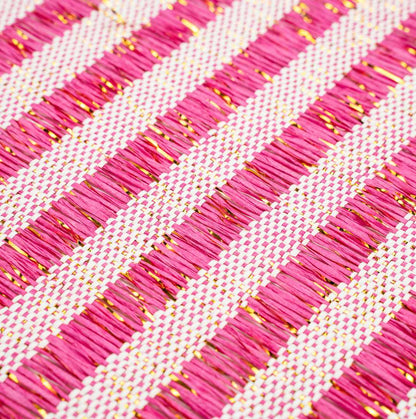 Carmel Mesh Pink Striped Placemat - 16" x 12" - 6 count box