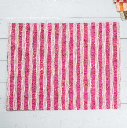 Carmel Mesh Pink Striped Placemat - 16" x 12" - 6 count box
