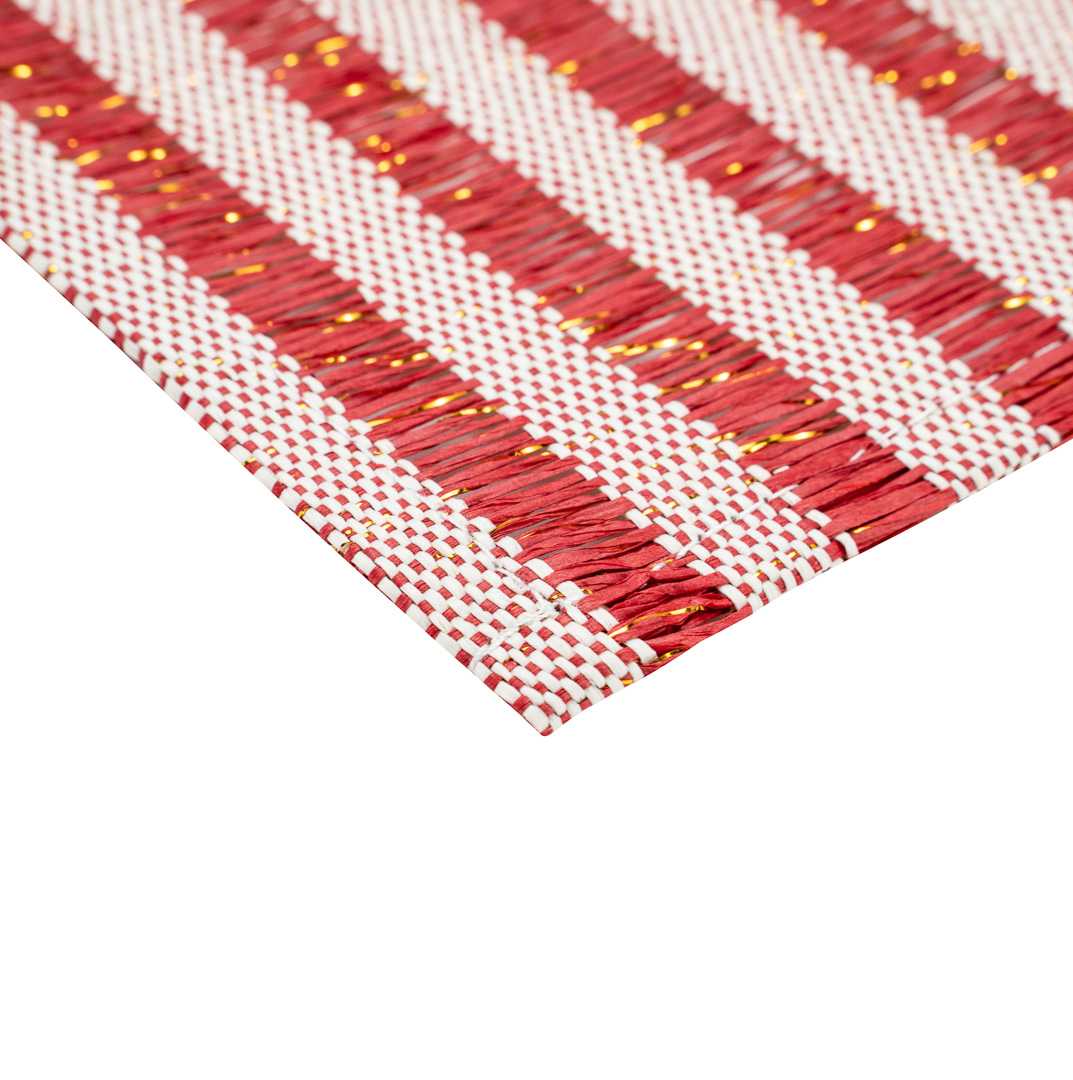 Carmel Mesh Red Striped Placemat - 16" x 12" - 6 count box
