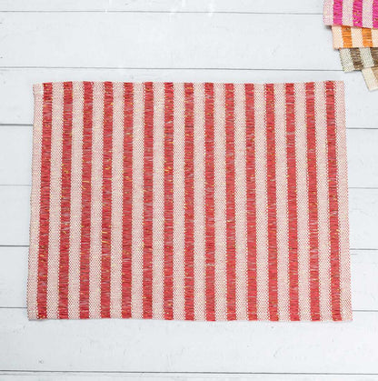 Carmel Mesh Red Striped Placemat - 16" x 12" - 6 count box