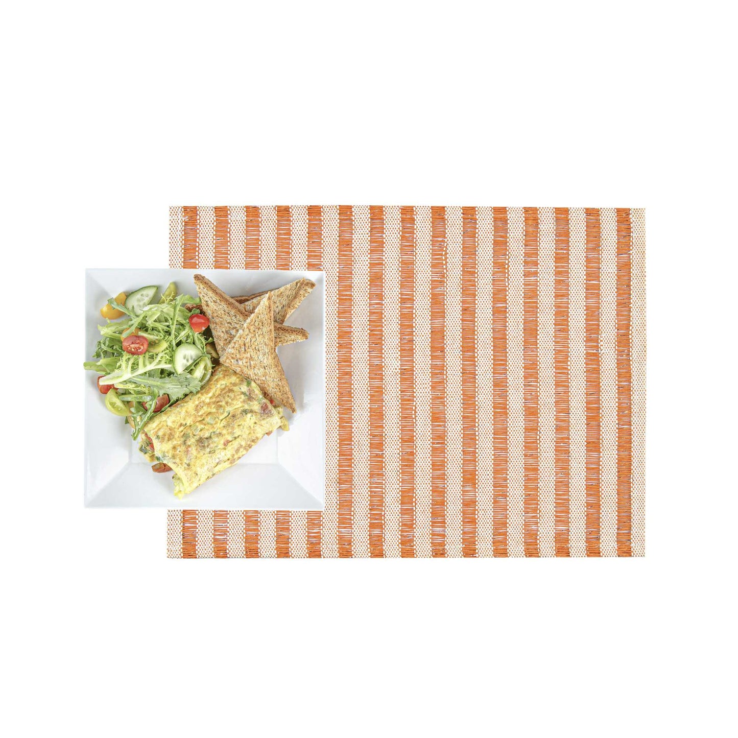 Carmel Mesh Orange Striped Placemat - 16" x 12" - 6 count box