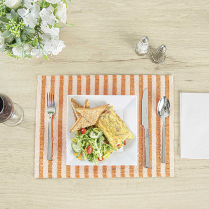 Carmel Mesh Orange Striped Placemat - 16" x 12" - 6 count box