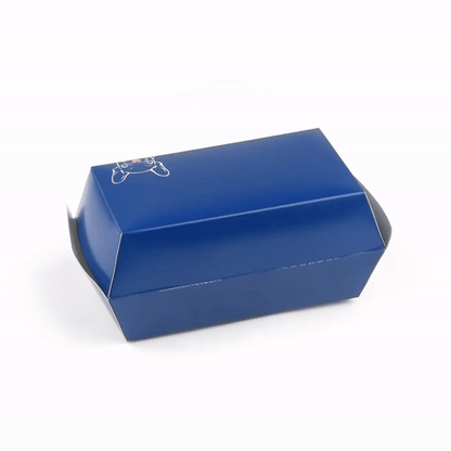 Bio Tek Rectangle Frenchie Paper Hot Dog / Sandwich Clamshell Container - 6 3/4" x 3 1/2" x 3 1/2" - 100 count box