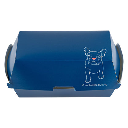 Bio Tek Rectangle Frenchie Paper Hot Dog / Sandwich Clamshell Container - 6 3/4" x 3 1/2" x 3 1/2" - 100 count box