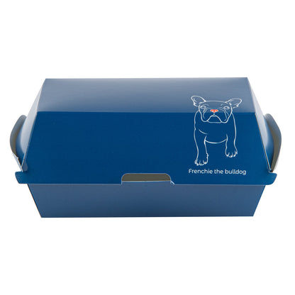 Bio Tek Rectangle Frenchie Paper Hot Dog / Sandwich Clamshell Container - 6 3/4" x 3 1/2" x 3 1/2" - 100 count box