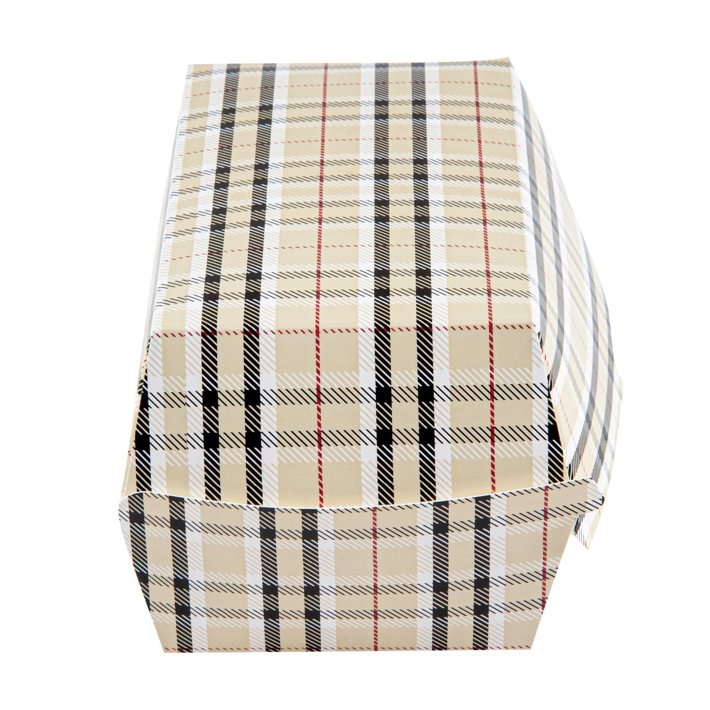 Bio Tek Rectangle Plaid Paper Hot Dog / Sandwich Clamshell Container - 6 3/4" x 3 1/2" x 3 1/2" - 100 count box