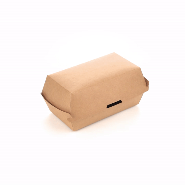 Bio Tek Rectangle Kraft Paper Hot Dog / Sandwich Clamshell Container - 6 3/4" x 3 1/2" x 3 1/2" - 100 count box
