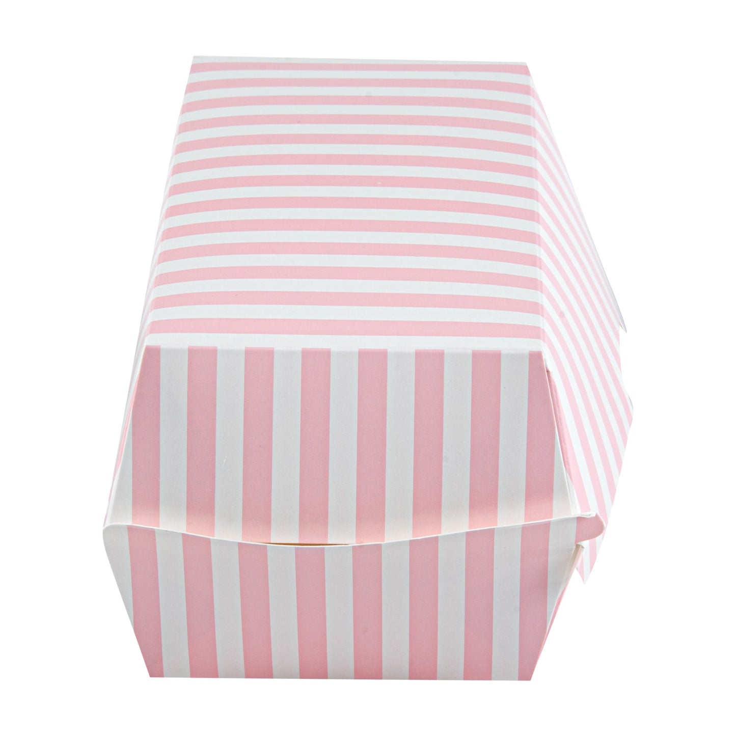 Bio Tek Rectangle Pink and White Stripe Paper Hot Dog / Sandwich Clamshell Container - 6 3/4" x 3 1/2" x 3 1/2" - 100 count box