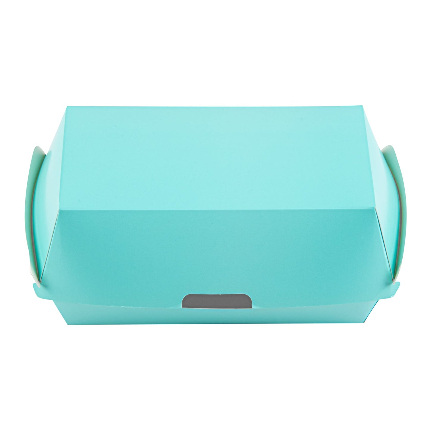 Bio Tek Rectangle Turquoise Paper Hot Dog / Sandwich Clamshell Container - 6 3/4" x 3 1/2" x 3 1/2" - 100 count box