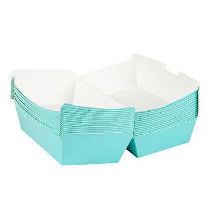 Bio Tek Rectangle Turquoise Paper Hot Dog / Sandwich Clamshell Container - 6 3/4" x 3 1/2" x 3 1/2" - 100 count box