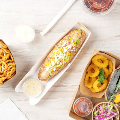 Bio Tek Rectangle Kraft Paper Hot Dog / Sandwich Tray - 11 3/4" x 2" x 1 1/4" - 200 count box