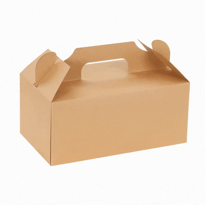 Bio Tek Rectangle Kraft Paper Cake / Take Out Container - with Secure Tab Handle - 10 1/4" x 6" x 6 3/4" - 100 count box