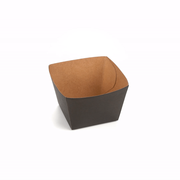 Bio Tek Square Black Paper Snack Box - 5 1/4" x 5 1/4" x 3 1/4" - 200 count box
