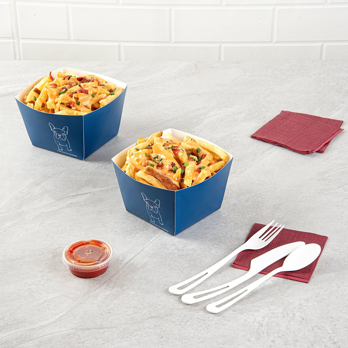 Bio Tek Square Frenchie Paper Snack Box - 5 1/4" x 5 1/4" x 3 1/4" - 200 count box
