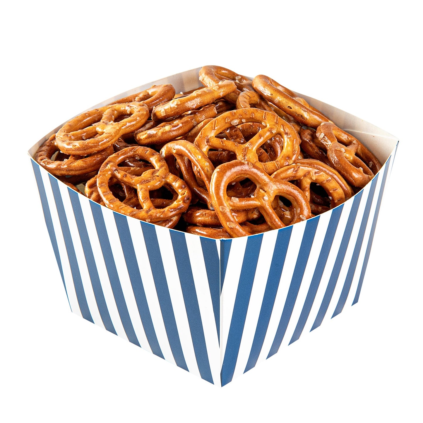 Bio Tek Square Blue and White Stripe Paper Snack Box - 5 1/4" x 5 1/4" x 3 1/4" - 200 count box