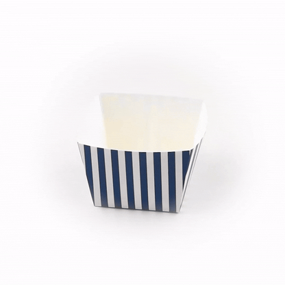 Bio Tek Square Blue and White Stripe Paper Snack Box - 5 1/4" x 5 1/4" x 3 1/4" - 200 count box