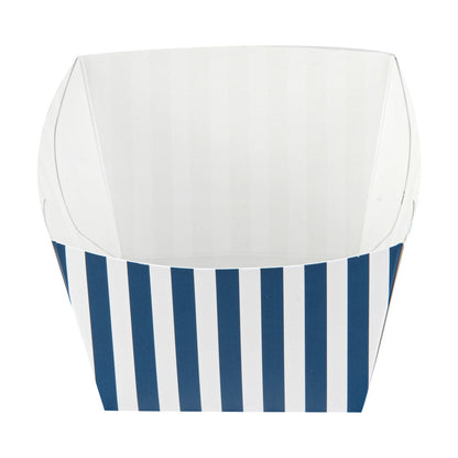 Bio Tek Square Blue and White Stripe Paper Snack Box - 5 1/4" x 5 1/4" x 3 1/4" - 200 count box