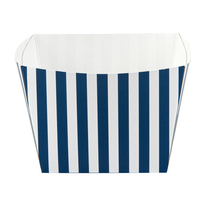 Bio Tek Square Blue and White Stripe Paper Snack Box - 5 1/4" x 5 1/4" x 3 1/4" - 200 count box