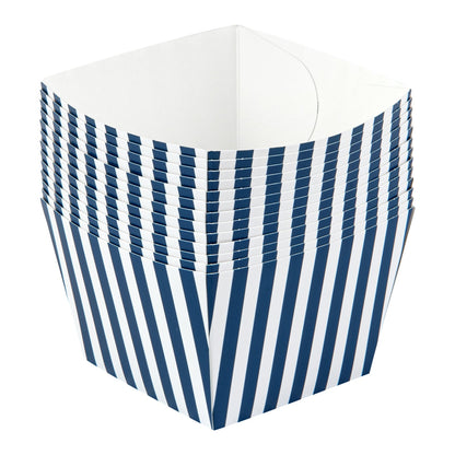 Bio Tek Square Blue and White Stripe Paper Snack Box - 5 1/4" x 5 1/4" x 3 1/4" - 200 count box