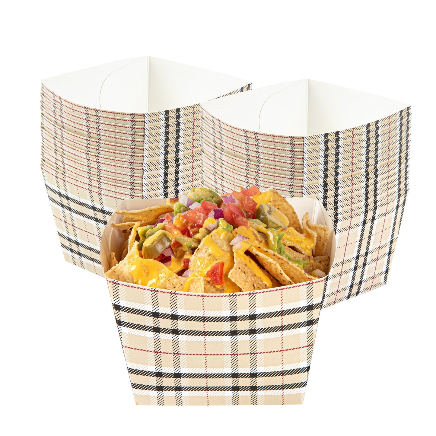 Bio Tek Square Plaid Paper Snack Box - 5 1/4" x 5 1/4" x 3 1/4" - 200 count box