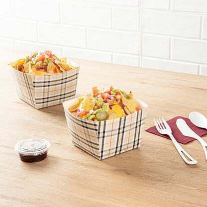 Bio Tek Square Plaid Paper Snack Box - 5 1/4" x 5 1/4" x 3 1/4" - 200 count box