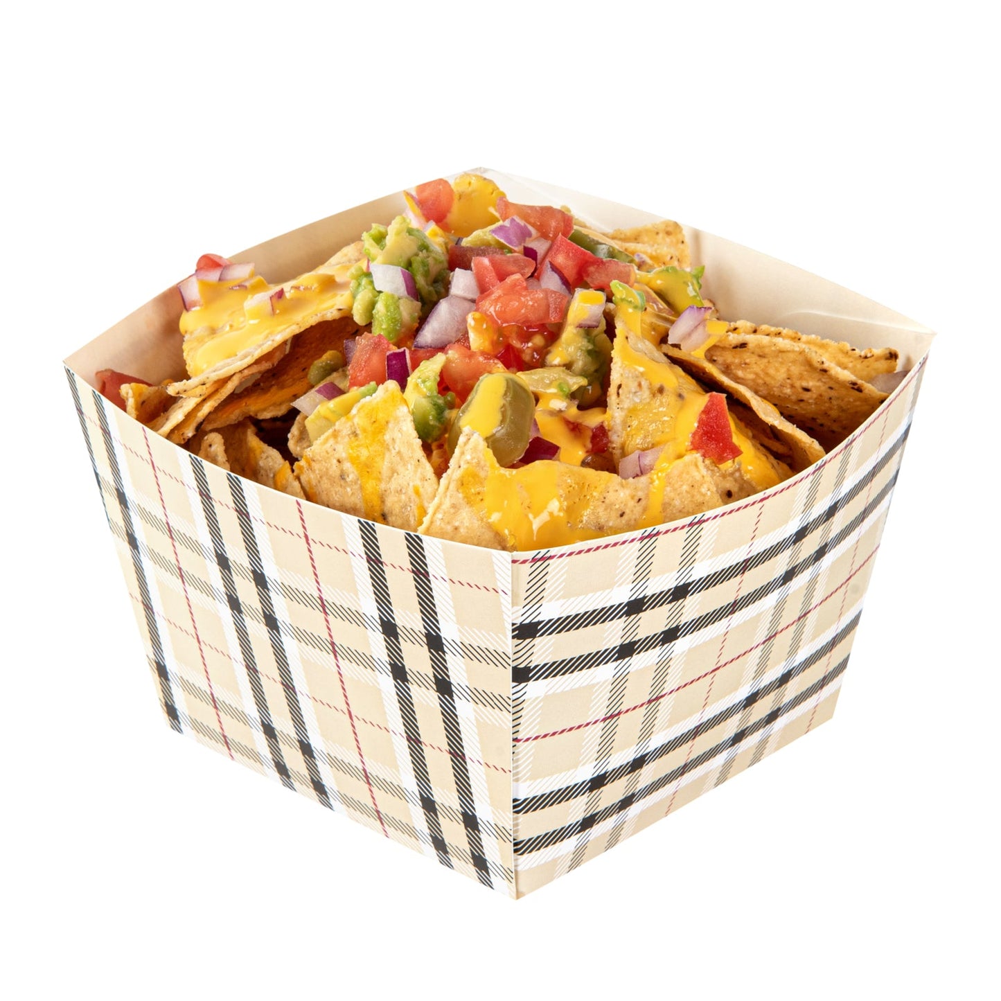 Bio Tek Square Plaid Paper Snack Box - 5 1/4" x 5 1/4" x 3 1/4" - 200 count box