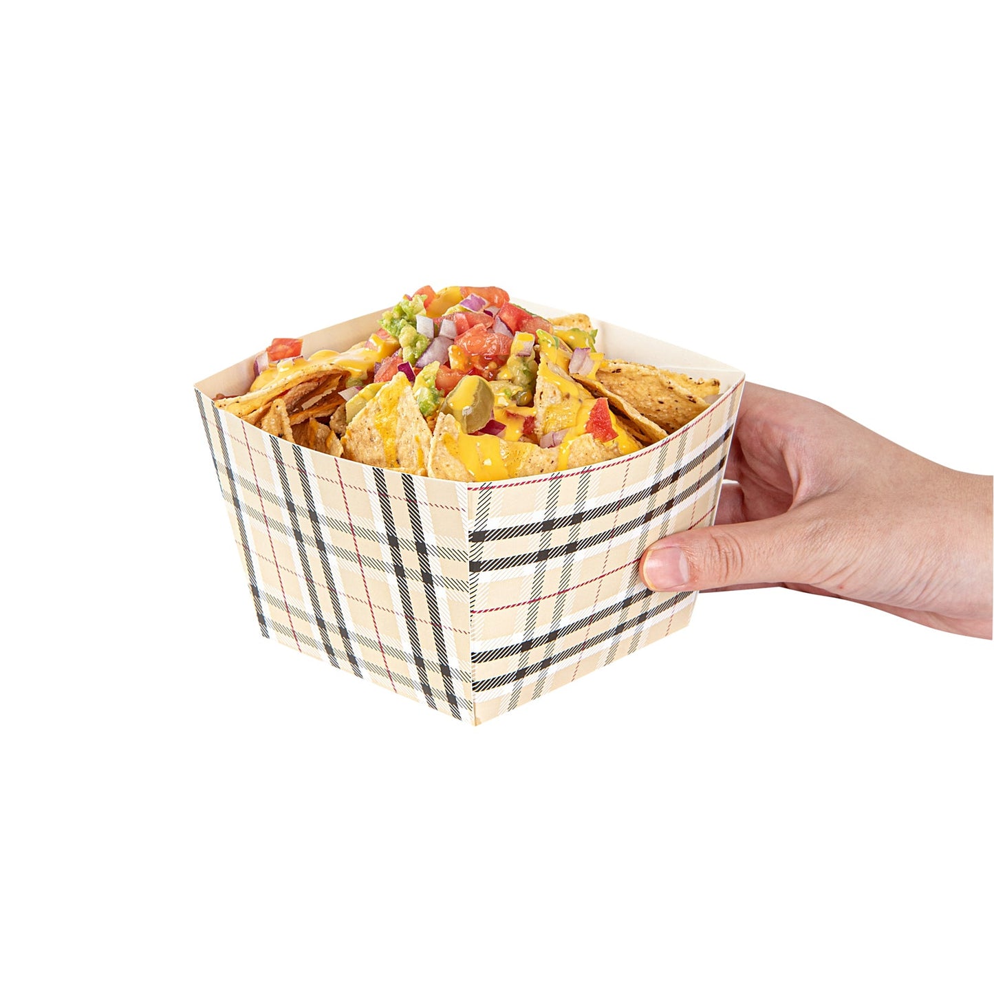 Bio Tek Square Plaid Paper Snack Box - 5 1/4" x 5 1/4" x 3 1/4" - 200 count box