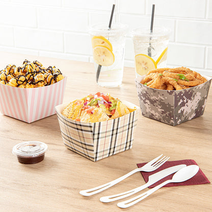 Bio Tek Square Plaid Paper Snack Box - 5 1/4" x 5 1/4" x 3 1/4" - 200 count box