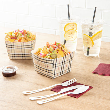 Bio Tek Square Plaid Paper Snack Box - 5 1/4" x 5 1/4" x 3 1/4" - 200 count box