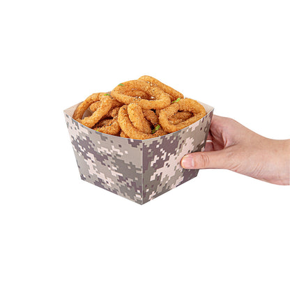 Bio Tek Square Camouflage Paper Snack Box - 5 1/4" x 5 1/4" x 3 1/4" - 200 count box