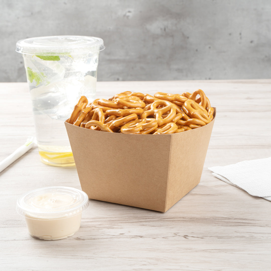Bio Tek Square Kraft Paper Snack Box - 5 1/4" x 5 1/4" x 3 1/4" - 200 count box