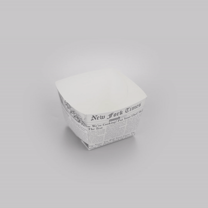 Bio Tek Square Newsprint Paper Snack Box - 5 1/4" x 5 1/4" x 3 1/4" - 200 count box
