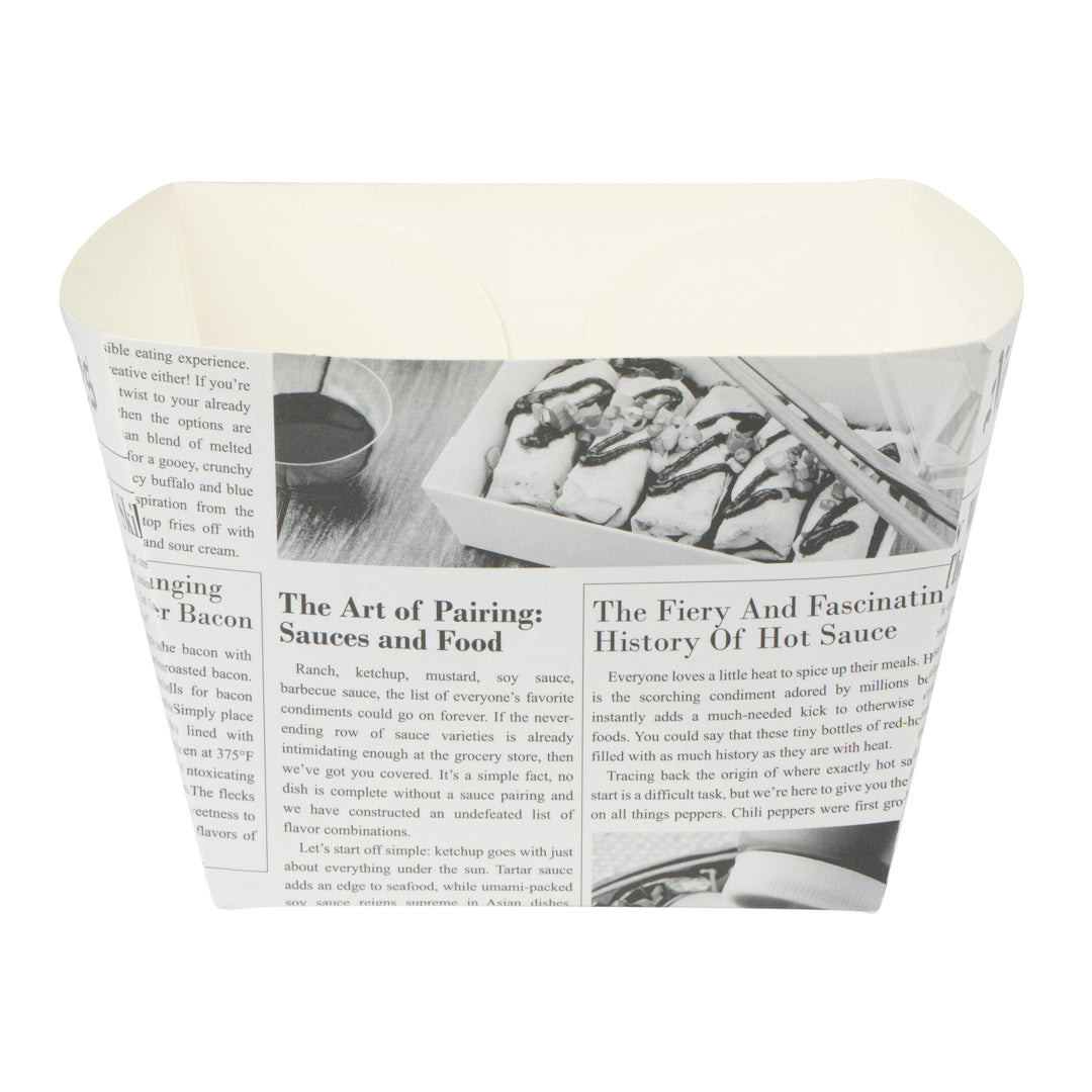 Bio Tek Square Newsprint Paper Snack Box - 5 1/4" x 5 1/4" x 3 1/4" - 200 count box