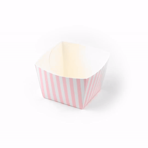 Bio Tek Square Pink and White Stripe Paper Snack Box - 5 1/4" x 5 1/4" x 3 1/4" - 200 count box