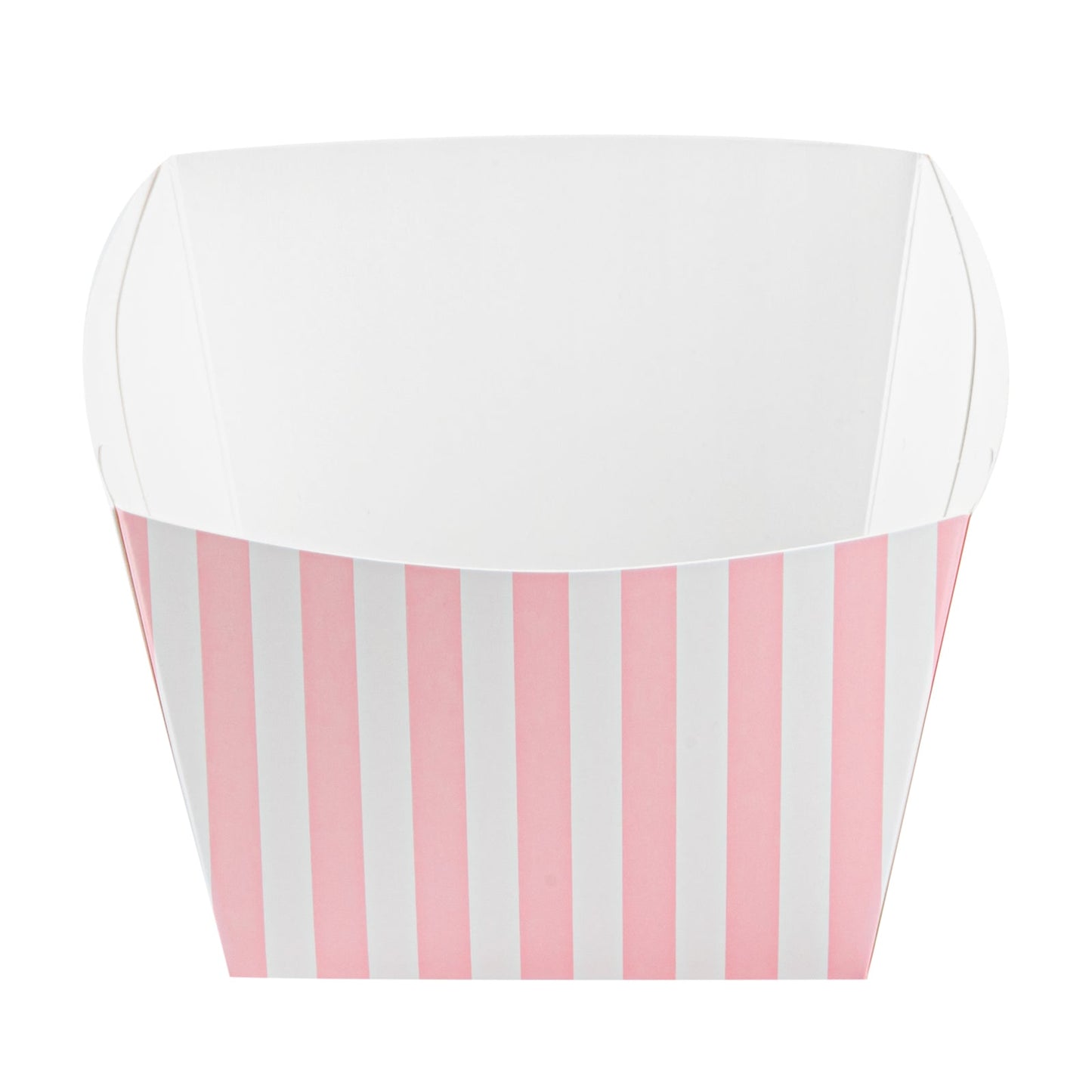 Bio Tek Square Pink and White Stripe Paper Snack Box - 5 1/4" x 5 1/4" x 3 1/4" - 200 count box